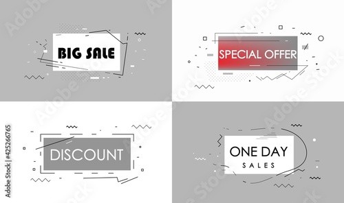  Sale banner with text Sale for emotion, motivation. Modern colorful web template on black backdrop. Design elements for sale, discount. Vector Illustration