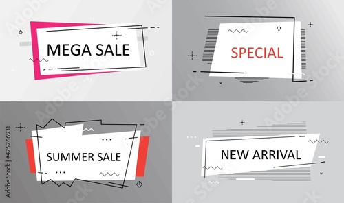  Sale banner with text Sale for emotion, motivation. Modern colorful web template on black backdrop. Design elements for sale, discount. Vector Illustration