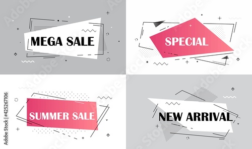  Sale banner with text Sale for emotion, motivation. Modern colorful web template on black backdrop. Design elements for sale, discount. Vector Illustration