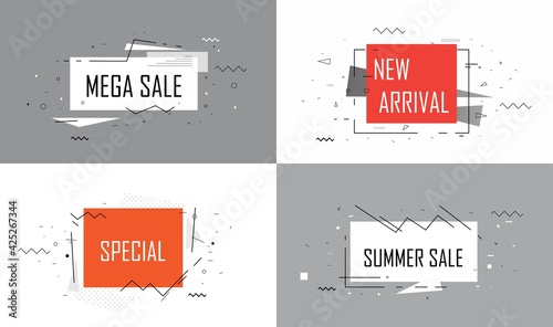  Sale banner with text Sale for emotion, motivation. Modern colorful web template on black backdrop. Design elements for sale, discount. Vector Illustration