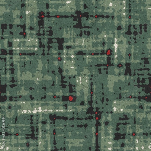 Seamless funky grungy pattern motif for print. High quality illustration. Non print of weird textured dabs of color on paper texture. For surface design printing or any sort.