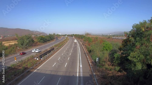 The Mumbai Pune Expressway at Kamshet near Pune India. The Expressway is officially called the Yashvantrao Chavan Expressway. photo