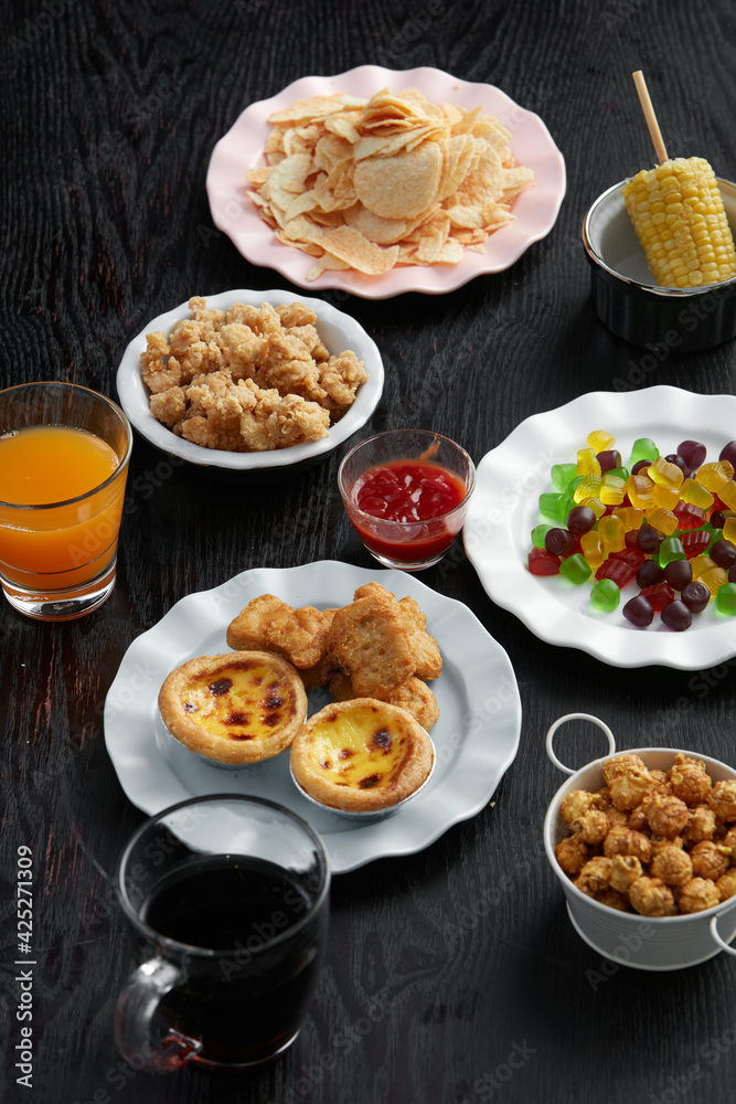 Tasty many times colorful children's food on the table Tasty many times colorful children's food on the table