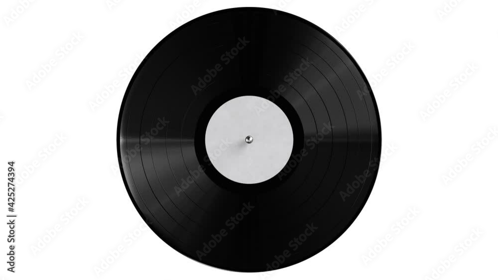 Realistic seamless looping 3D animation of the white label vinyl record rendered in UHD with alpha matte