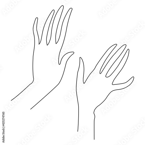 Woman's hand gestures. One line drawing. Vector illustration. Grace and mannerism