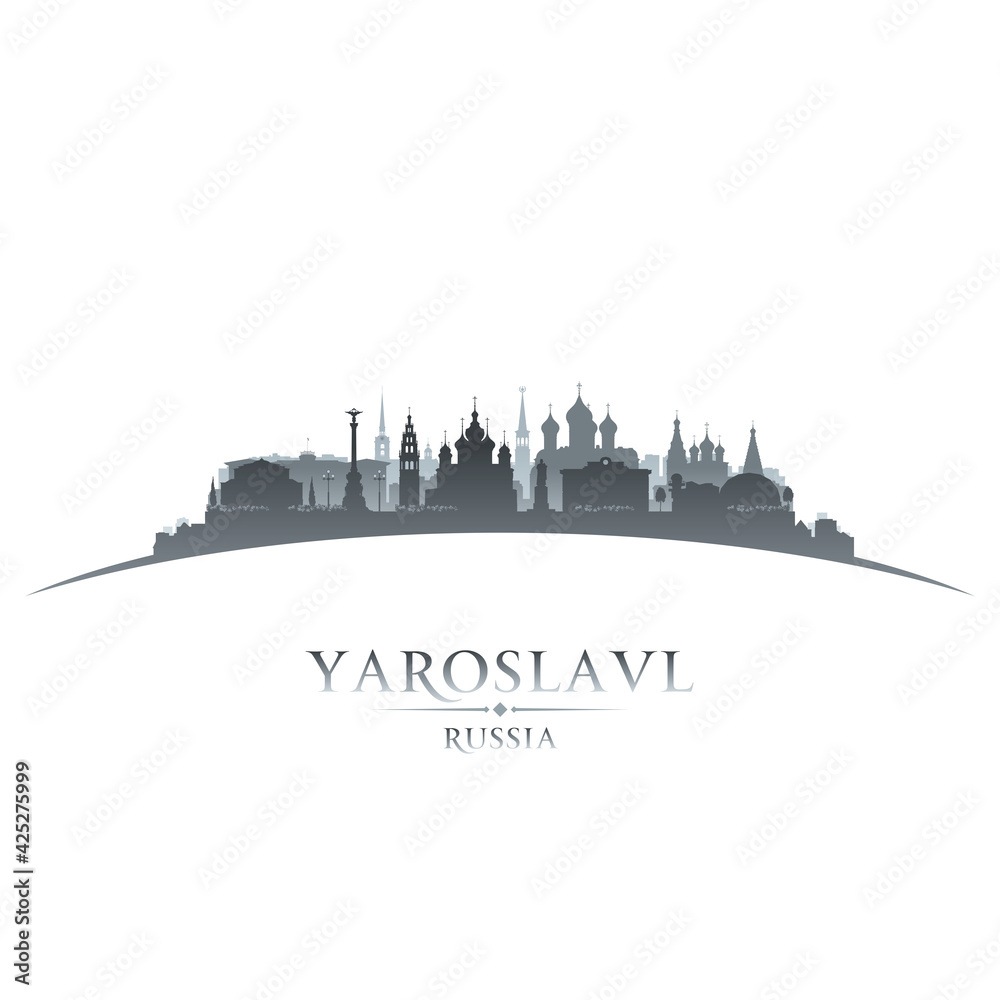 Yaroslavl Russia city silhouette white background