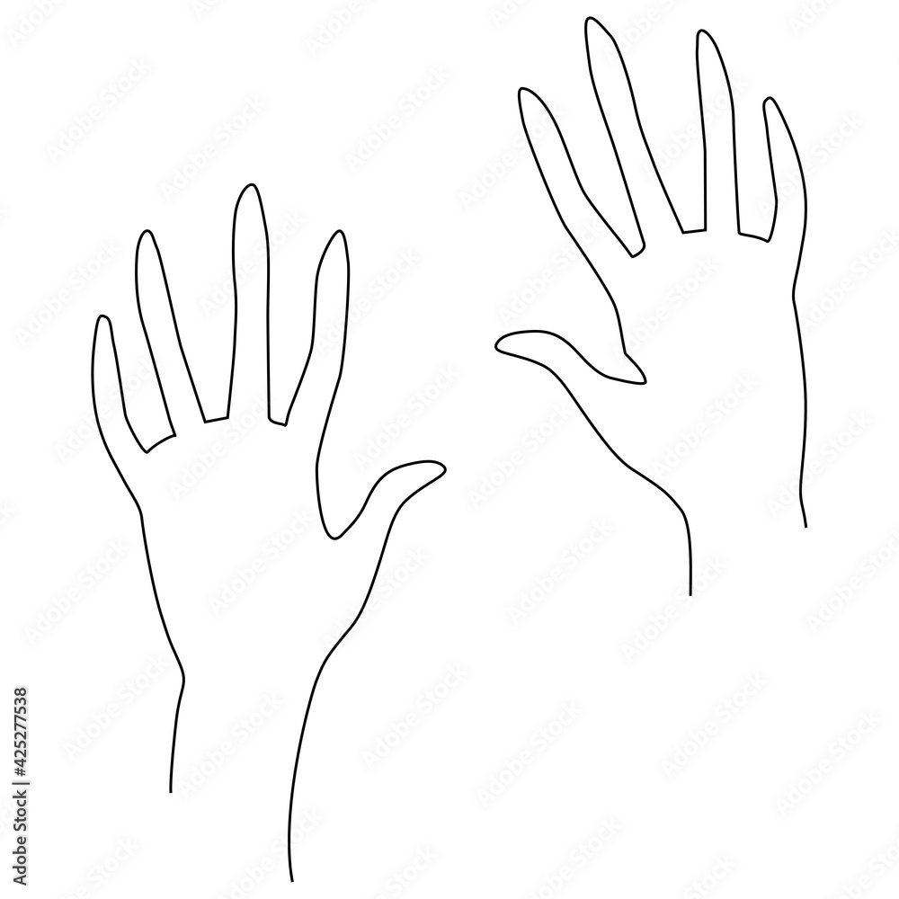 Woman's hand gestures. One line drawing. Vector illustration. Grace and mannerism Woman's hand gestures. One line drawing. Vector illustration. Grace and mannerism