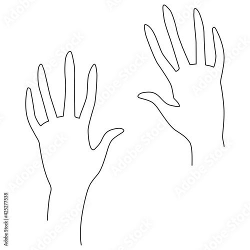 Woman's hand gestures. One line drawing. Vector illustration. Grace and mannerism