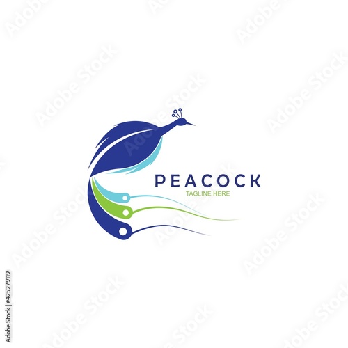 Peacock logo design vector template