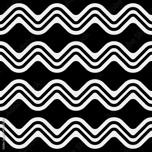 Zebra Layer Lines. Zig Zag Lines And Black Background Pattern. Vector Seamless Lines Pattern.
