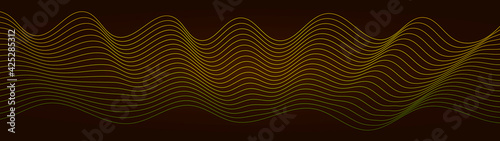 Abstract wavy stripes. Linear art. Wave with shadow. Optical art abstract wave background. Vector dynamic illustration