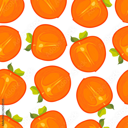 seamless pattern with persimmon. slice persimmon.