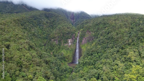 Aerial view of the Carbet Falls in Guadeloupe