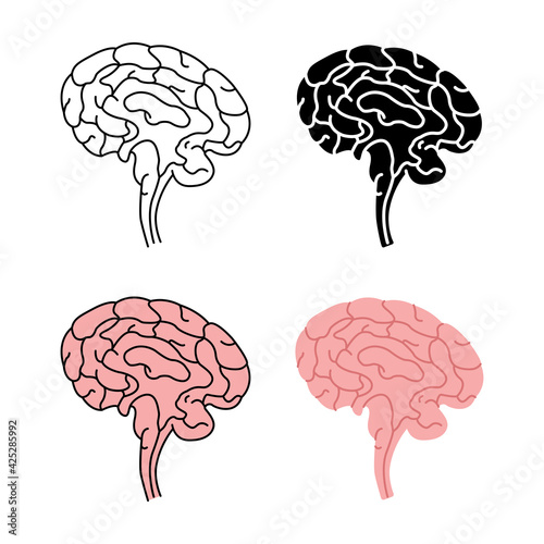 Human brain side view vector illustration isolated on white background