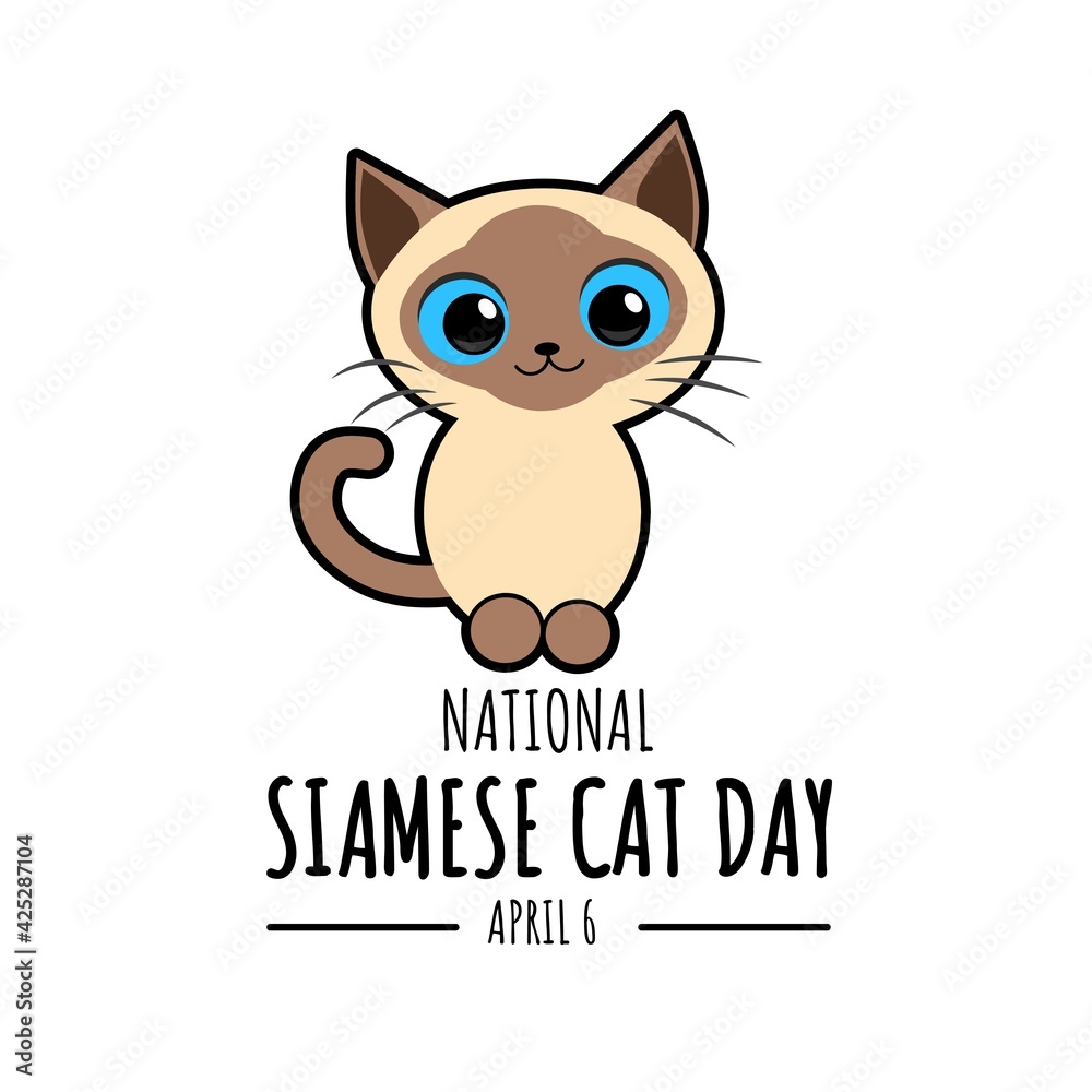 Illustration of a cute and adorable Siamese cat, as a banner, print, poster or template for the National Siamese Cat Day. Illustration of a cute and adorable Siamese cat, as a banner, print, poster or template for the National Siamese Cat Day.