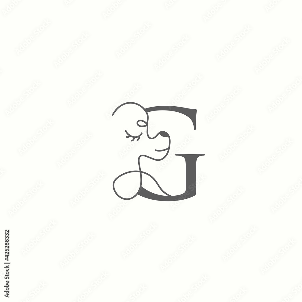 logo letter g with icon prety dog line vector design