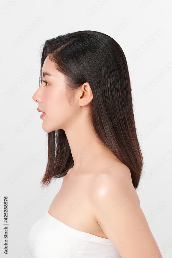 Beautiful young asian woman with clean fresh skin on white background, Face care, Facial treatment, Cosmetology, beauty and spa, Asian women portrait Beautiful young asian woman with clean fresh skin on white background, Face care, Facial treatment, Cosmetology, beauty and spa, Asian women portrait