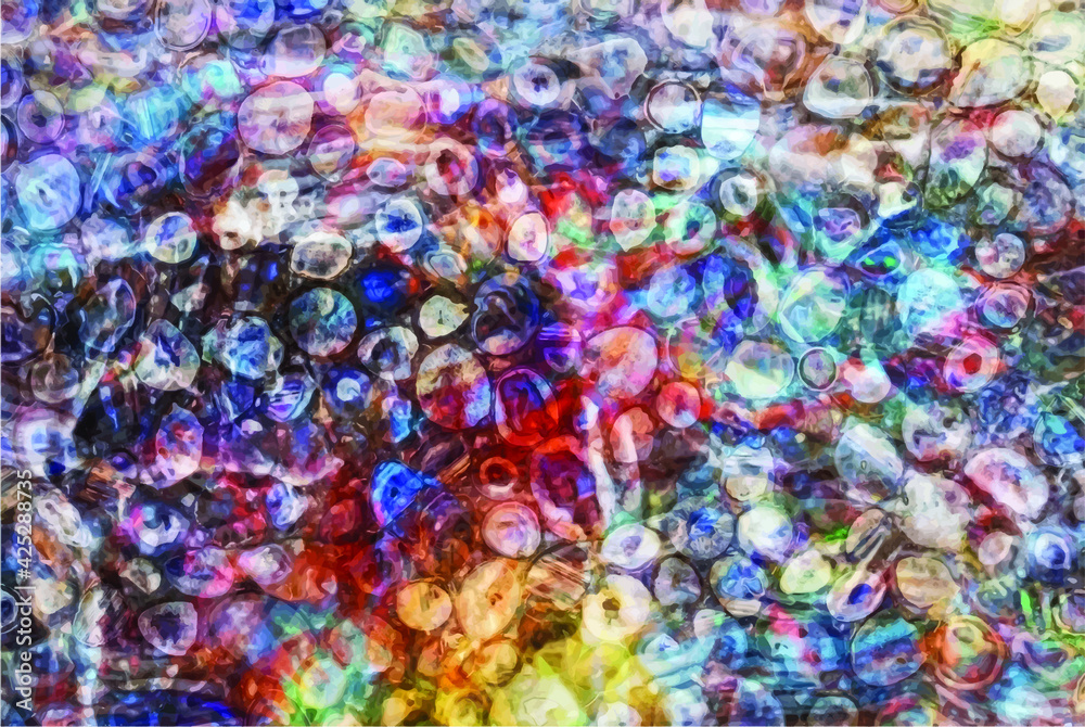 Chaotic colorful circles, abstract background.