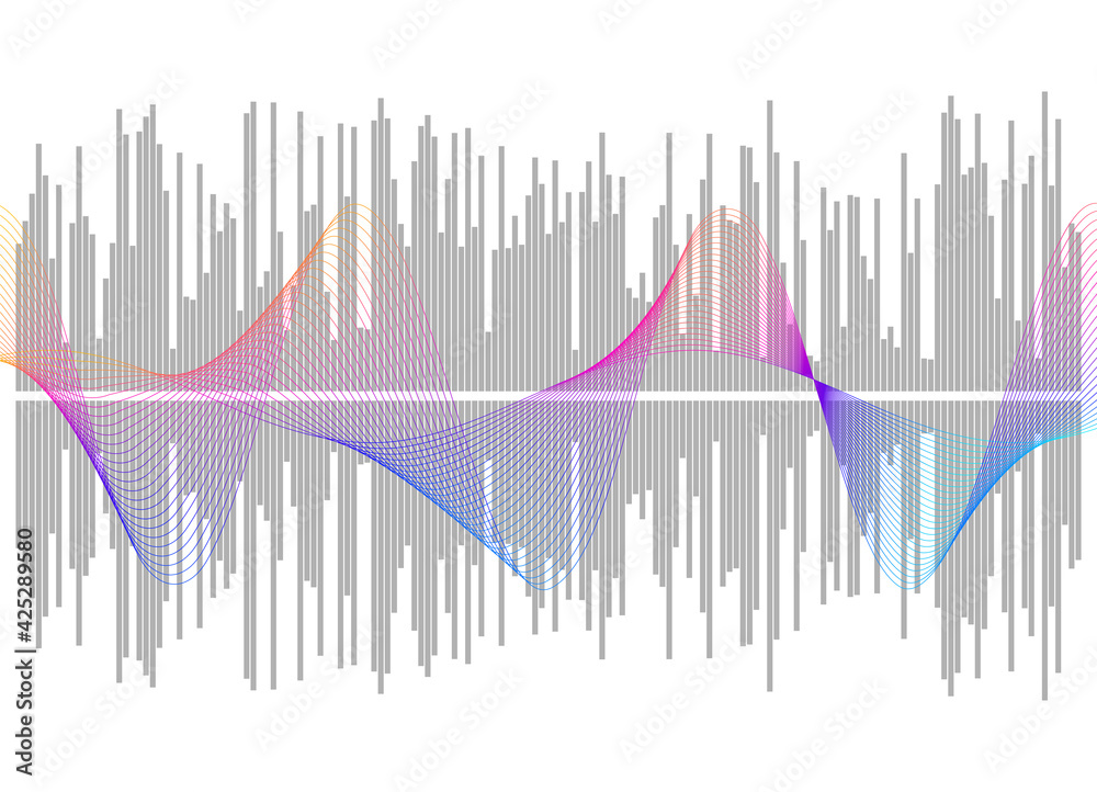 Gray equalizer isolated on white background. Vector illustration. Pulse music player. Audio wave logo. Vector design element Poster of the sound wave template visualization signal Illustration eps 10 Gray equalizer isolated on white background. Vector illustration. Pulse music player. Audio wave logo. Vector design element Poster of the sound wave template visualization signal Illustration eps 10
