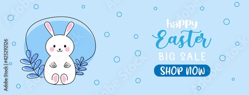 banner with rabbit, special offer, happy easter day, sale, big sale, easter	