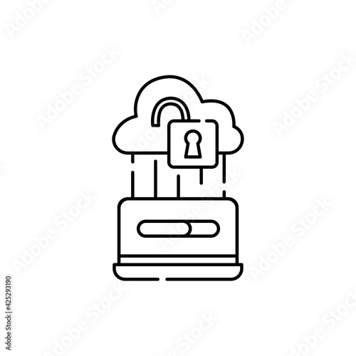 Cloud hacking olor line icon. Pictogram for web page, mobile app, promo.
