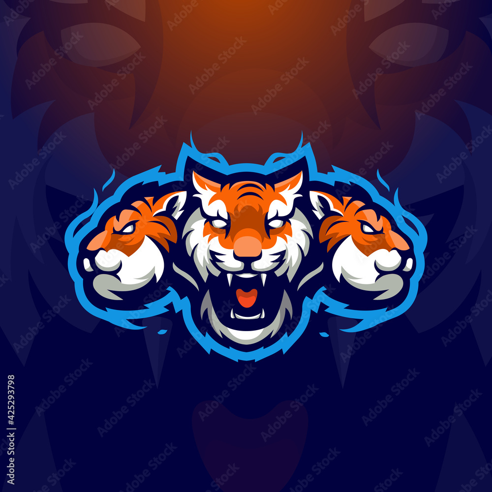 A Pack of Tigers e-Sport Mascot Logo Design Illustration Vector A Pack of Tigers e-Sport Mascot Logo Design Illustration Vector