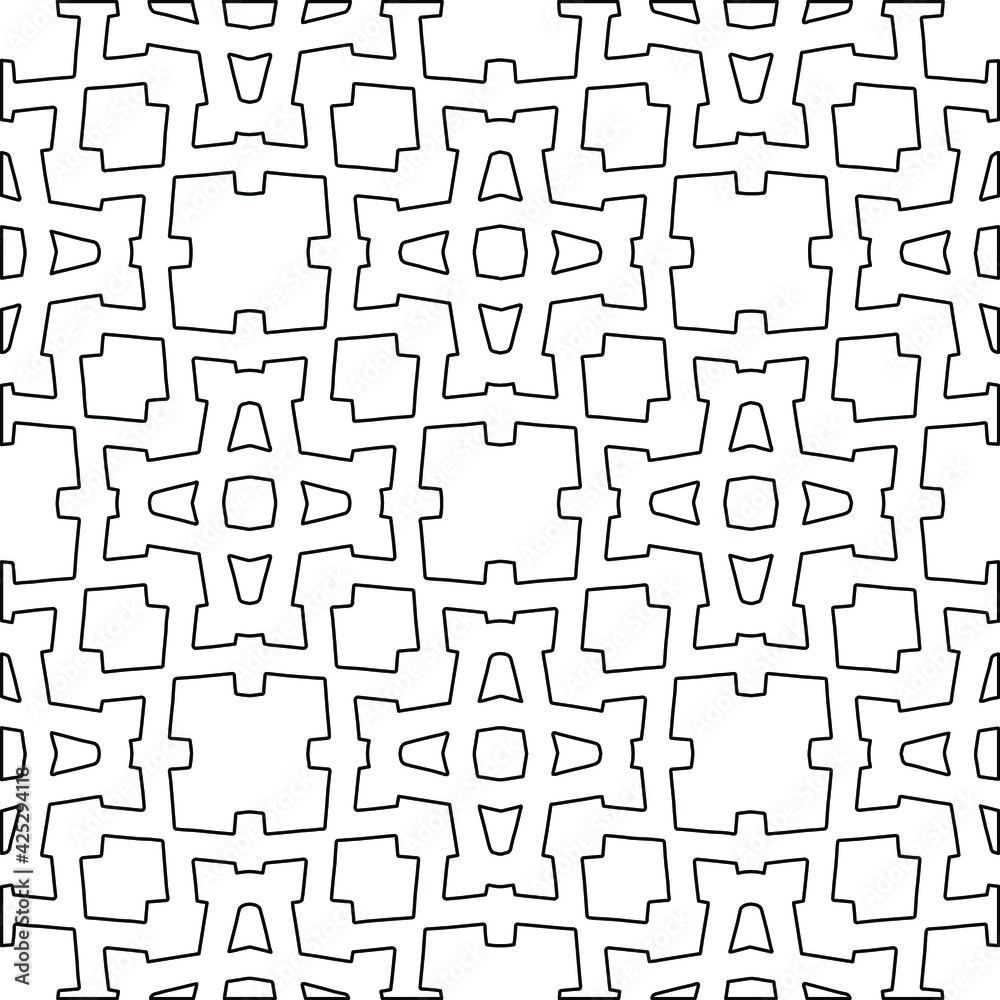 Geometric vector pattern with triangular elements. Seamless abstract ornament for wallpapers and backgrounds. Black and white colors. Geometric vector pattern with triangular elements. Seamless abstract ornament for wallpapers and backgrounds. Black and white colors.
