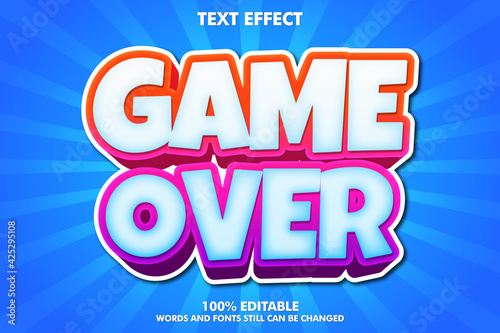 Game over text efffect, cartoon text style photo