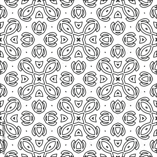 Geometric vector mandala with triangular elements. abstract ornament for wallpapers and backgrounds. Black and white colors.