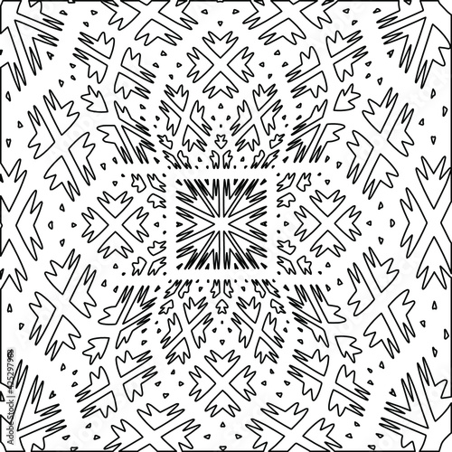 Geometric vector mandala with triangular elements. abstract ornament for wallpapers and backgrounds. Black and white colors. 