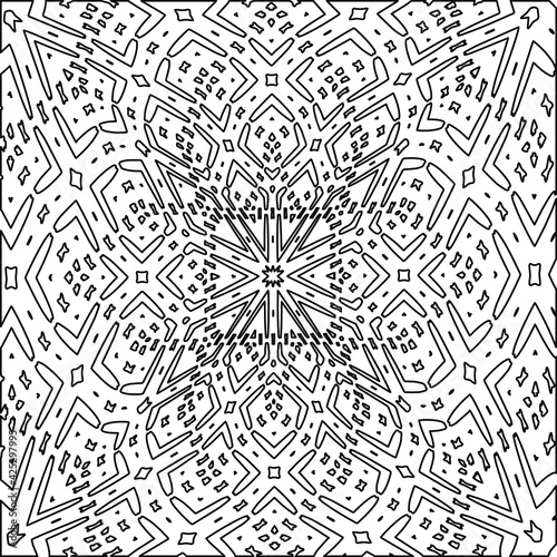 Geometric vector mandala with triangular elements. abstract ornament for wallpapers and backgrounds. Black and white colors. 