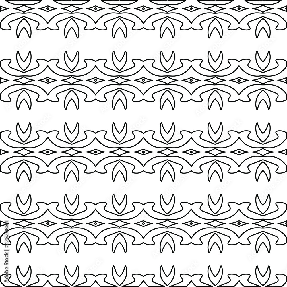 Geometric vector pattern with triangular elements. Seamless abstract ornament for wallpapers and backgrounds. Black and white colors. Geometric vector pattern with triangular elements. Seamless abstract ornament for wallpapers and backgrounds. Black and white colors.