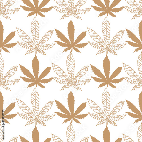 Seamless Pattern golden cannabis