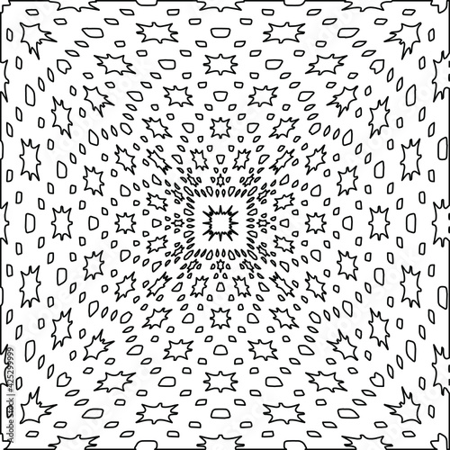  Geometric vector mandala with triangular elements. abstract ornament for wallpapers and backgrounds. Black and white colors. 