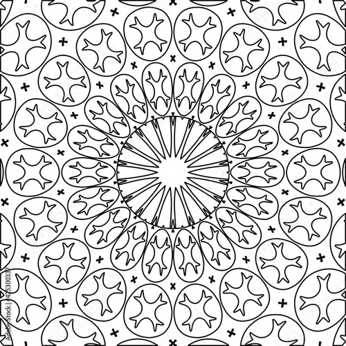 Geometric vector mandala with triangular elements. abstract ornament for wallpapers and backgrounds. Black and white colors. 