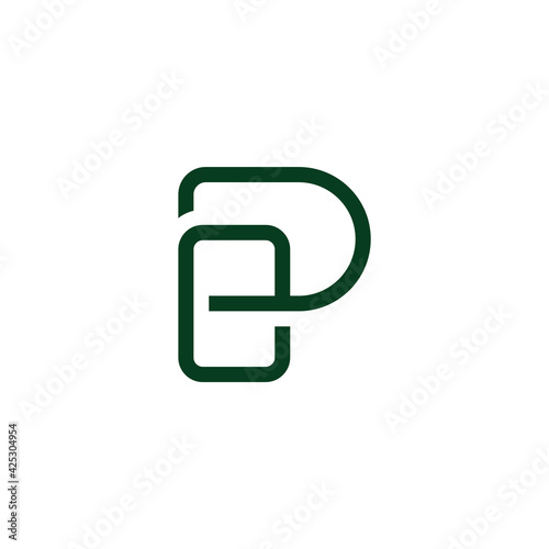 letter pe simple linked line flat geometric symbol vector