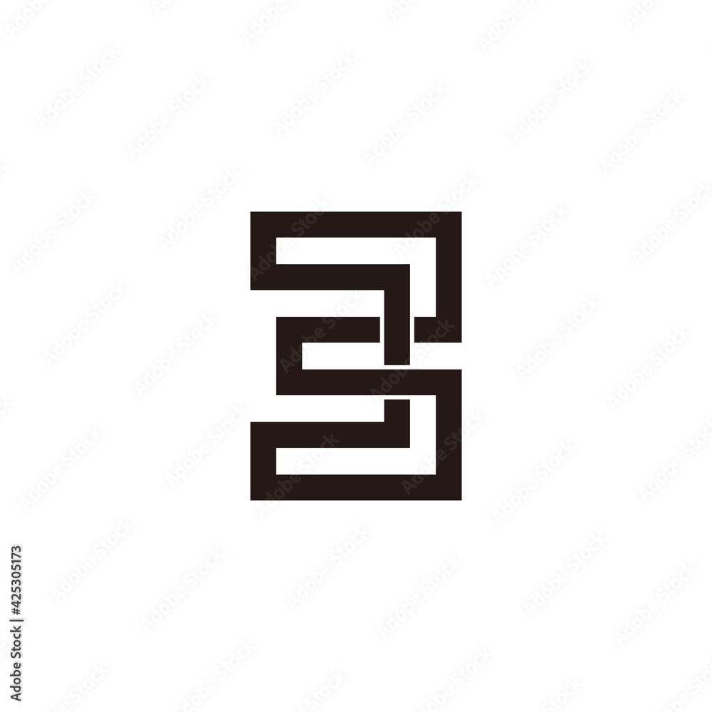 number 3 3d linked infinity geometric line logo vector