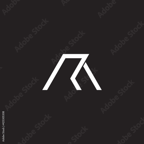 letter ra simple geometric line logo vector