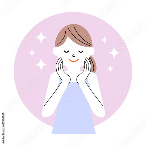 スキンケア 女性 シンプル イラスト素材 / vector eps