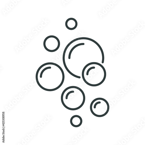 Bubble icon line style. Clear water splash. Soap foam, fizzy drink, oxygen bubble pictogram symbol. Fresh aqua drop for wet sign. Vector illustration design on white background. EPS 10