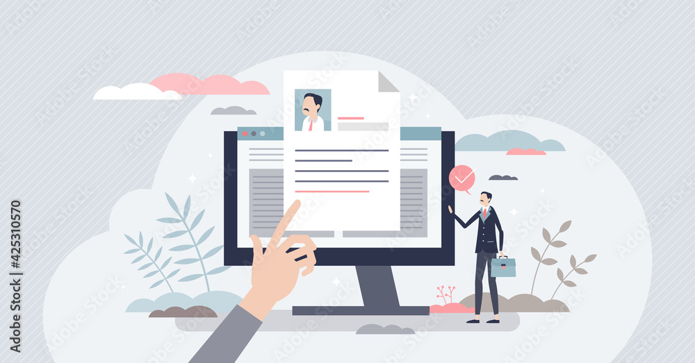 Job description and work duties and tasks information tiny person concept Job description and work duties and tasks information tiny person concept