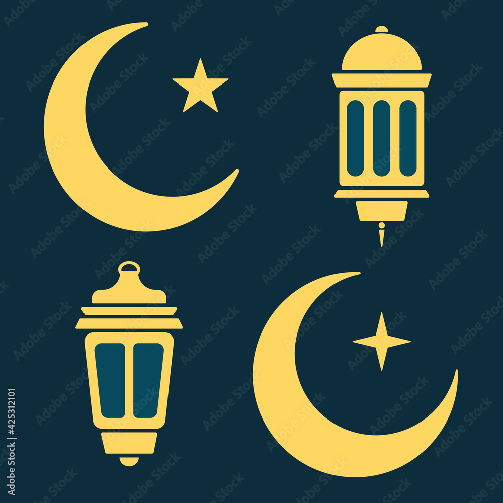 Ramadan lantern, moon and stars in black and white. Ramadan lantern, moon and stars in black and white.