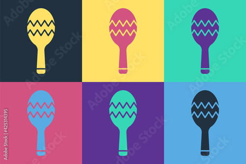 Pop art Maracas icon isolated on color background. Music maracas instrument mexico. Vector