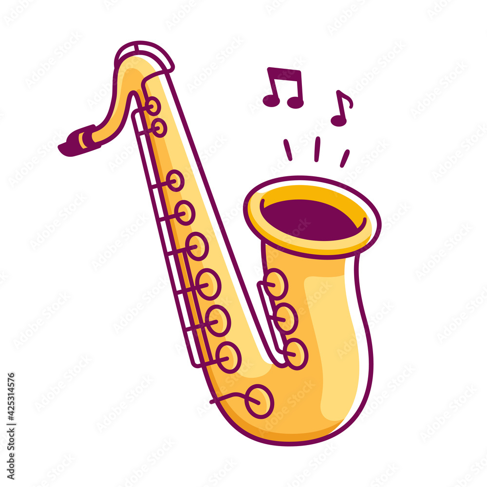Cartoon saxophone drawing Stock Vector Adobe Stock