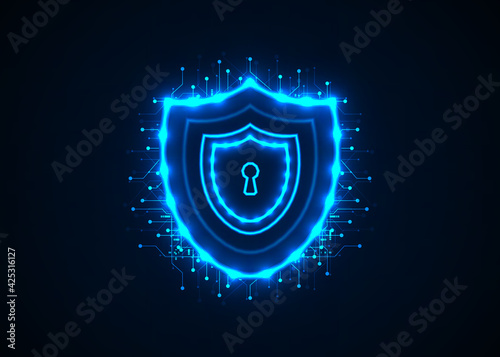 Security technology concept with shield symbol