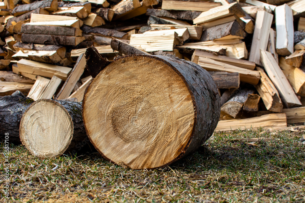 Pile of chopped firewood. Background texture wood. Pile of chopped firewood. Background texture wood.
