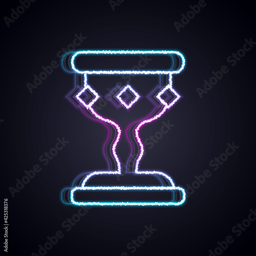 Glowing neon line Medieval goblet icon isolated on black background. Vector