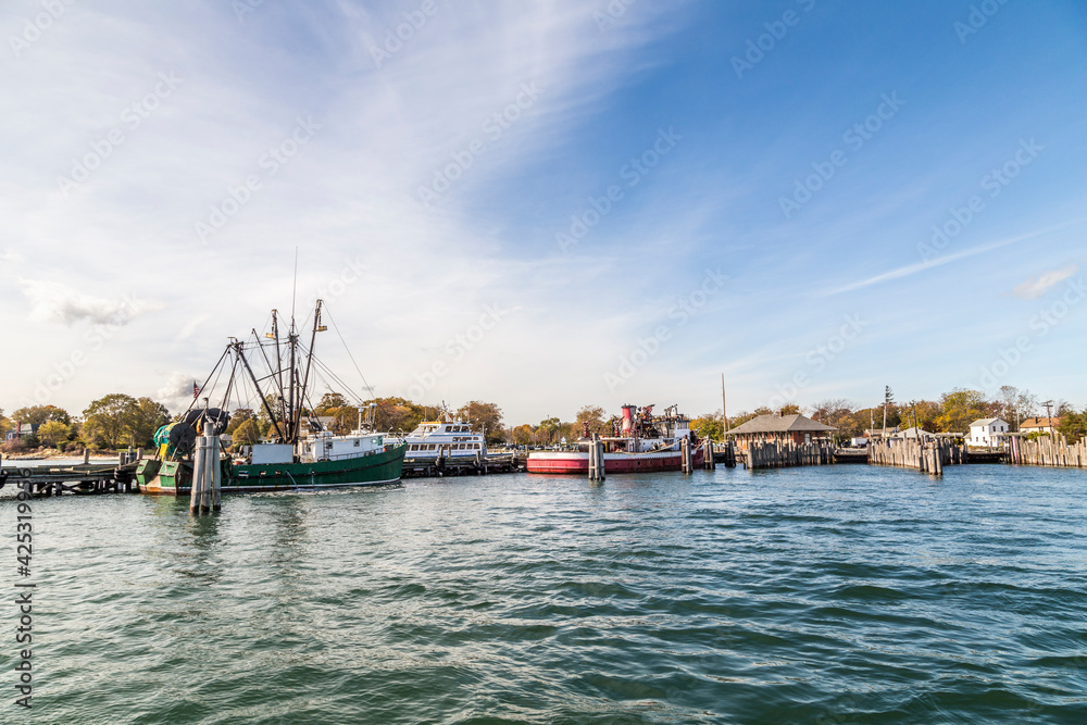 entering the harbor in Greenport by