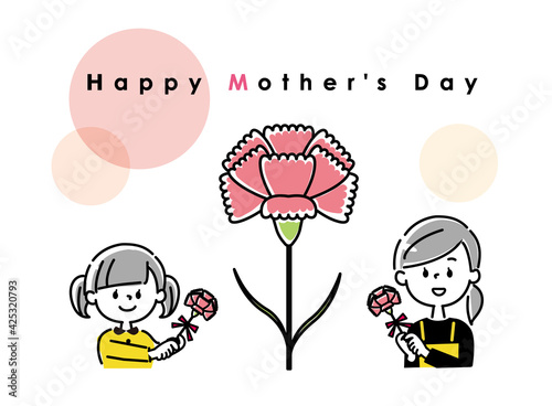 母の日イラスト	　Happy Mother's day greeting card template 