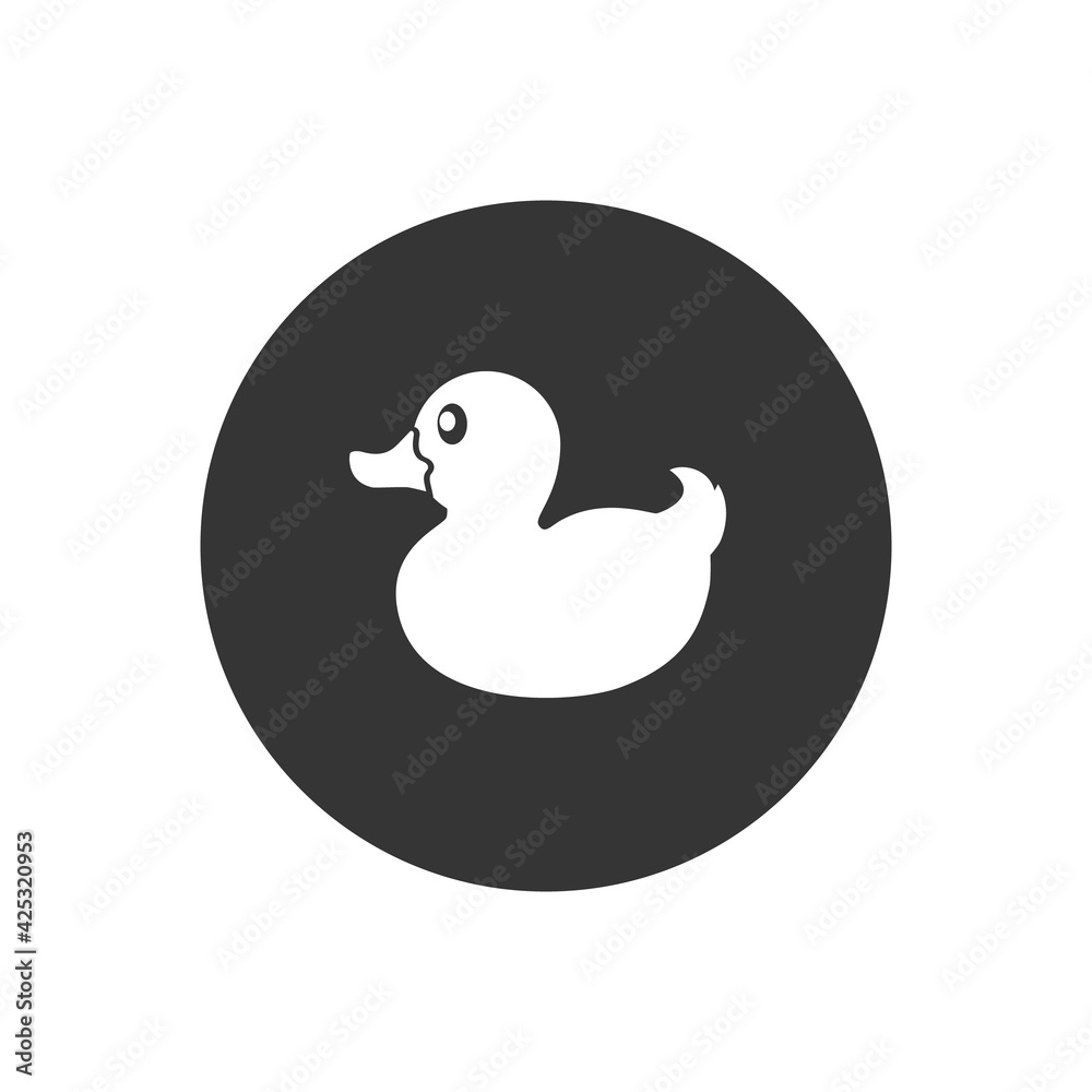 Duck toy white icon. Inflatable rubber duck. Vector illustration, flat design element Duck toy white icon. Inflatable rubber duck. Vector illustration, flat design element